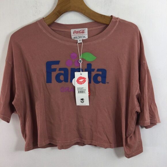 Wildfox Coca-Cola Fanta Grape Alhambra Crop T-Shirt Top Pigment Ash Rose M NWT - Picture 9 of 9